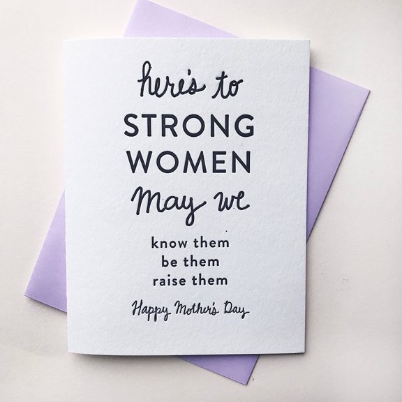 Strong Women Mother's Day Card  Celebrate Strength with Heartfelt Message  Blank Inside, Includes Envelope for Gift-Giving