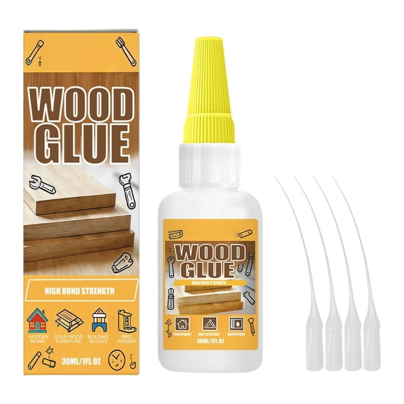 Strong Wood Glue Transparent with Precision Tips Powerful Wood Glue Instant Strong Hold, Waterproof Quick Dry Adhesive for Furniture Repair Diy Projects And Craft Building, 1 Wood Glue + 4 Droppers