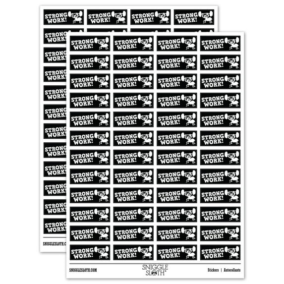 Strong Work Ant Lifting Weights Teacher Student School Sticker Set - Black - Matte Finish - 1.25" Mini