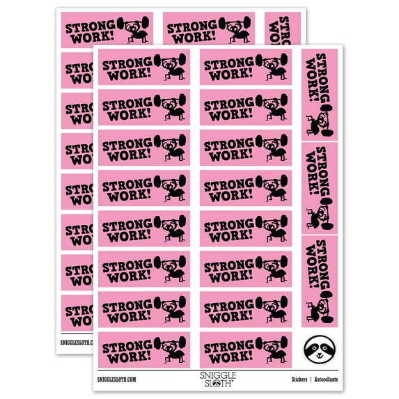 Strong Work Ant Lifting Weights Teacher Student School Sticker Set - Light Pink - Gloss Finish - 2.00" Large