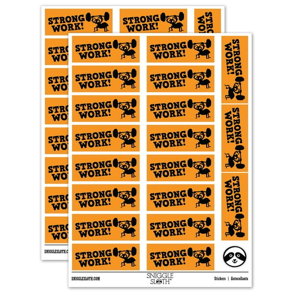 Strong Work Ant Lifting Weights Teacher Student School Sticker Set - Orange - Matte Finish - 2.00" Large