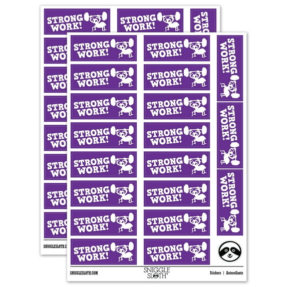 Strong Work Ant Lifting Weights Teacher Student School Sticker Set - Purple - Matte Finish - 2.00" Large