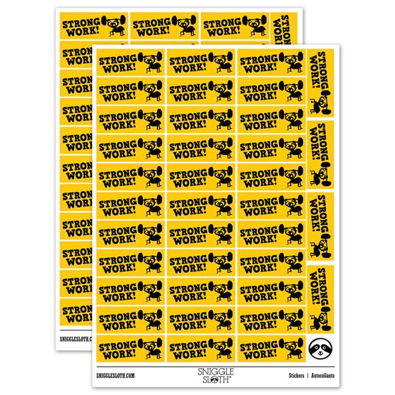 Strong Work Ant Lifting Weights Teacher Student School Sticker Set - Yellow - Matte Finish - 1.5" Small
