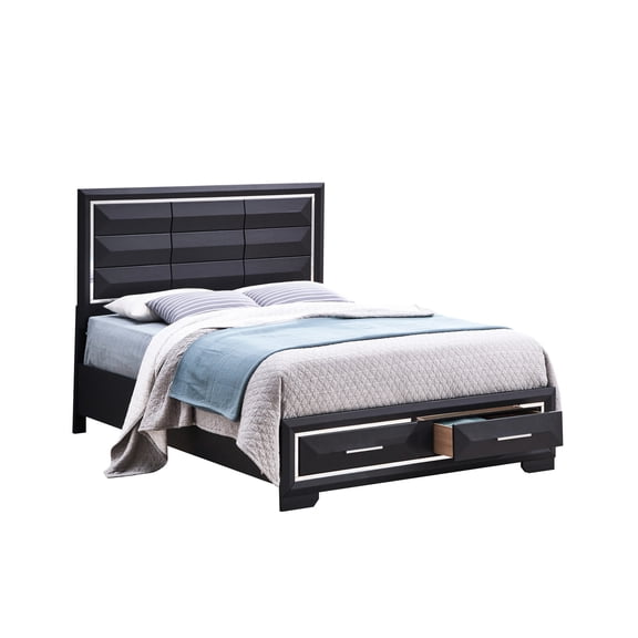 Strong headboard support - Black queen bed for a good night's sleep