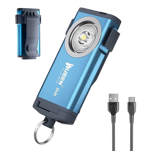 Strong light flashlight rechargeable, LED super bright key light blue