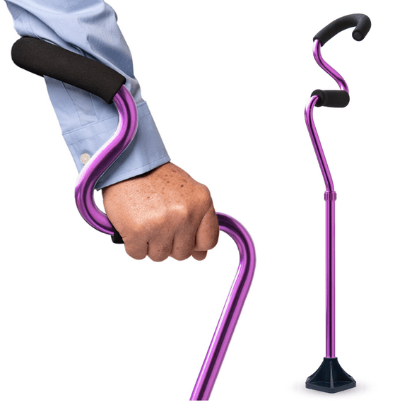 StrongArm Comfort Cane, Self-Standing Lightweight Aluminum Walking Cane, Adjustable Height, Provides Extra Support, Stability & Mobility, Supports up to 500 lb for Men & Women, Purple