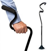 StrongArm Comfort Cane, Self-Standing Lightweight Aluminum Walking Cane, Adjustable Height, Provides Extra Support, Stability & Mobility, Supports up to 500 lb for Men & Women, Black