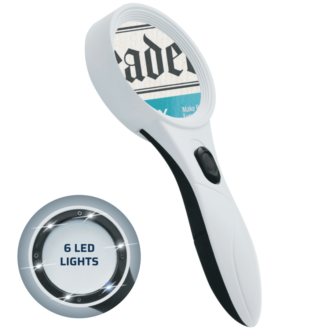 StrongArm LED Lighted High Power Magnifying Glass For Reading, Hobbies, Crafts, Coins, Stamps, Reading Fine Print, Macular Degeneration, Prescriptions, Maps, Low Vision Tasks