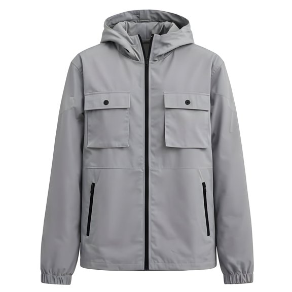 StrongEnough Men’s Track Jacket - Lightweight Jacket with Waterproof Zipper, 3D Utility Chest Pocket, Moisture-Wicking Technology, Light Gray XL