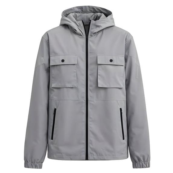 StrongEnough Men’s Track Jacket - Lightweight Jacket with Waterproof Zipper, 3D Utility Chest Pocket, Moisture-Wicking Technology, Light Gray XXL