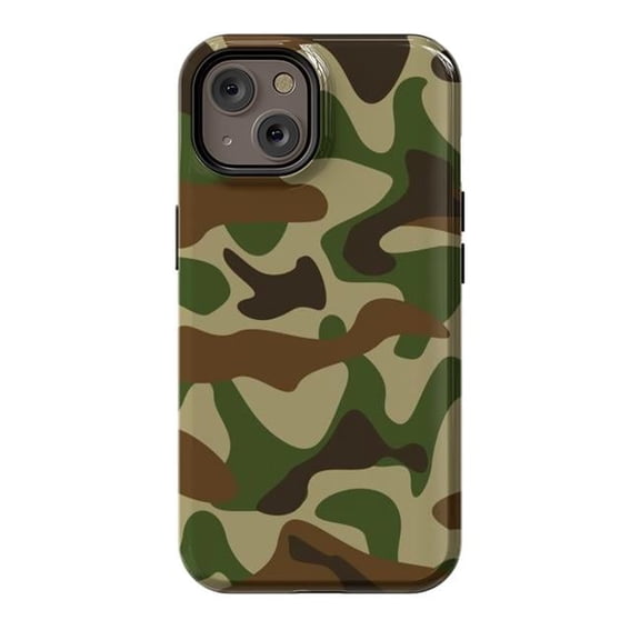 StrongFit Designer Cases for iPhone 14, Green Fashion Camouflage