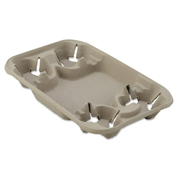 StrongHolder Molded Fiber Cup/Food Tray, 8 oz to 22 oz, Four Cups, Beige, 250/Carton StrongHolder Molded Fiber Cup/Food Tray, 8 oz to 22 oz, Four Cups, Beige, 250/Carton