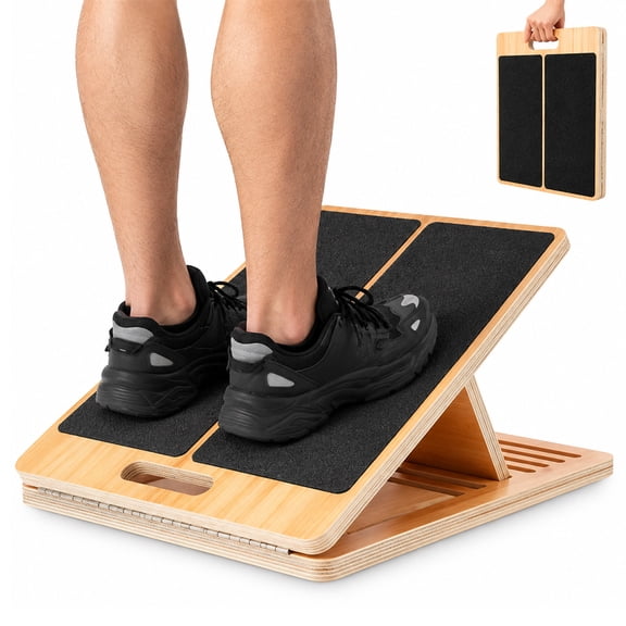 StrongTek Wooden Slant Board, Adjustable Calf Stretcher Fitness Equipment, 13", 5 Angles, 1 Count