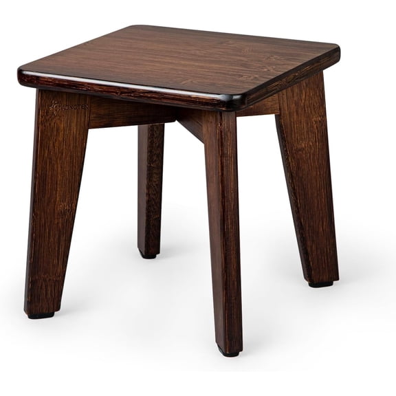 StrongTek Bamboo Step Stool for Kids and Adults, Short Foot Stool for Bathroom, Kitchen, Bedroom, 10 inch Small Wood Stool, Plant Stand (Chocolate)
