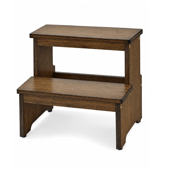 StrongTek Bamboo Two-Step Stool, Anti-Slip Bottom, Heavy-Duty Wooden Step Stairs, 350 lbs Capacity