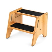 StrongTek Wooden 2 Step Stool for Kids, Adjustable Height for Home, 300 lbs