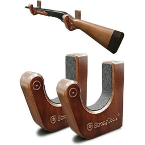 StrongTools Wood Shotgun Rack, Solid Wood Wall Mount Rifle Displays, Horizontal Wooden Rifle Hanger and Shotgun Hooks (2 packs)