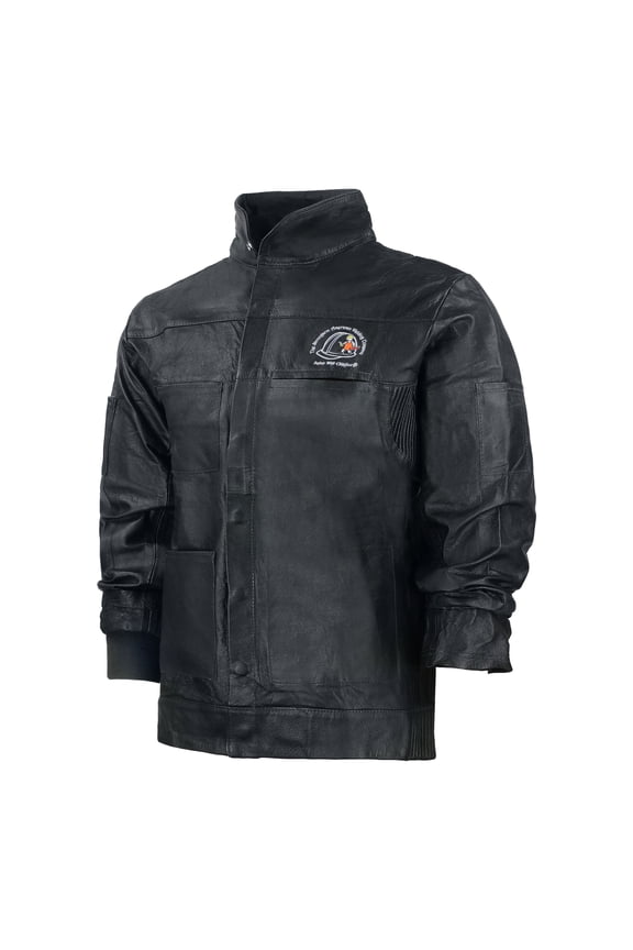 Strongarm Leather Welding Jacket - FR Black Heavy Duty Cow Grain Leather Welders Work Jacket for Men & Women