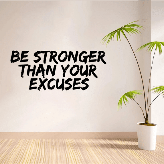 Stronger Than Your Excuses Quote Fitness Workout Success Motivation Quotes Wall Decals Healthy Lifestyle for Girls Boys Gym Home Sports Room Decor Vinyl Wall Art Stickers Decoration Size (20x40 inch)