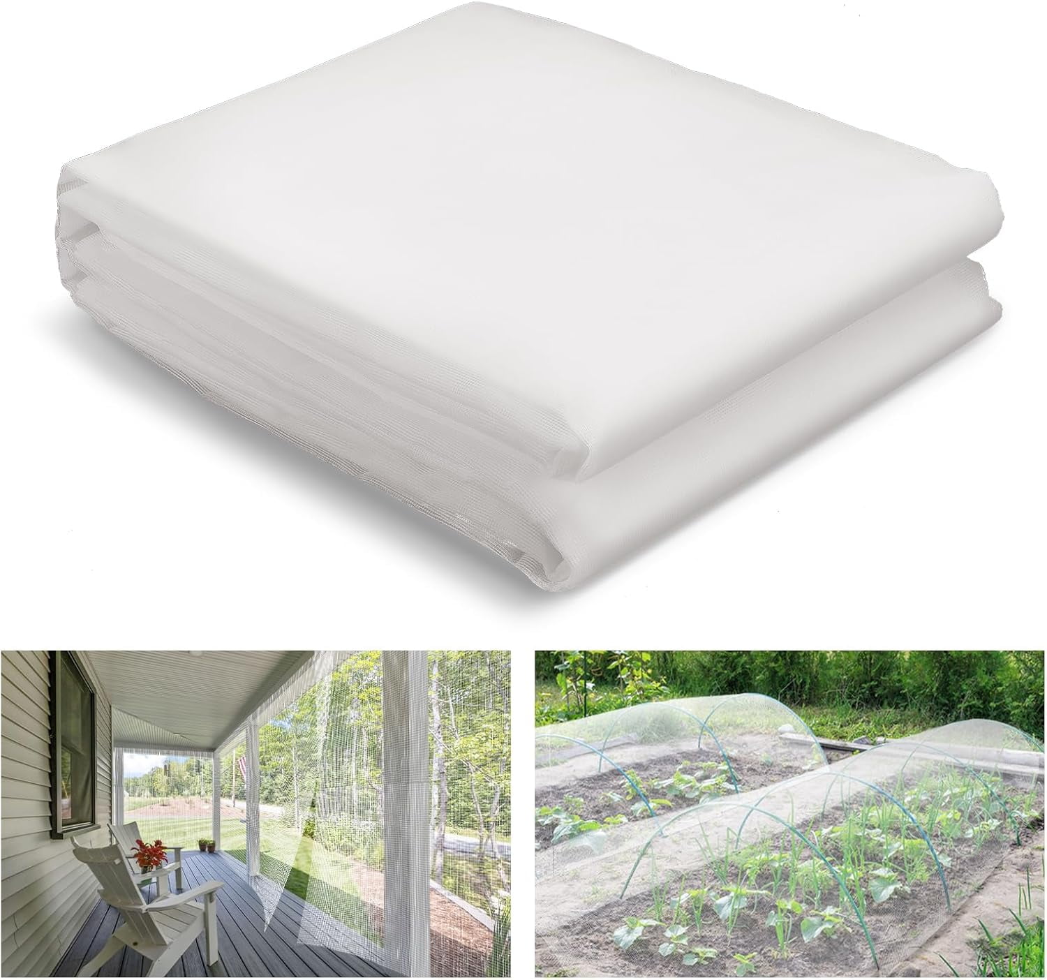 Stronger Garden Mesh Netting - 10 x 20 ft PP Nanocomposite Bird Net Barrier, Mosquito Netting Screen for Outdoor Plants Vegetables Patios Balconies Terraces, Shading Rate 20% (White)