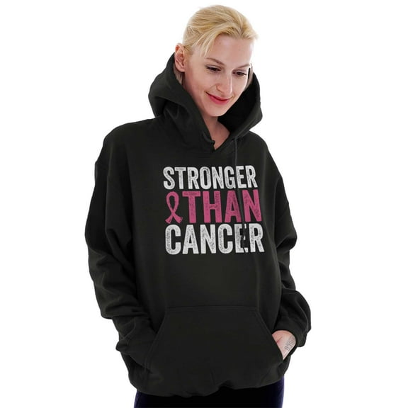 Stronger Than Breast Cancer Warrior Women Plus Size Graphic Pullover Hoodie Brisco Brands 3X