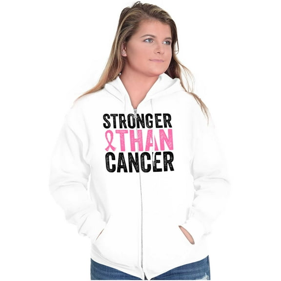 Stronger Than Breast Cancer Warrior Zip Hoodie Sweatshirt Women Brisco Brands L