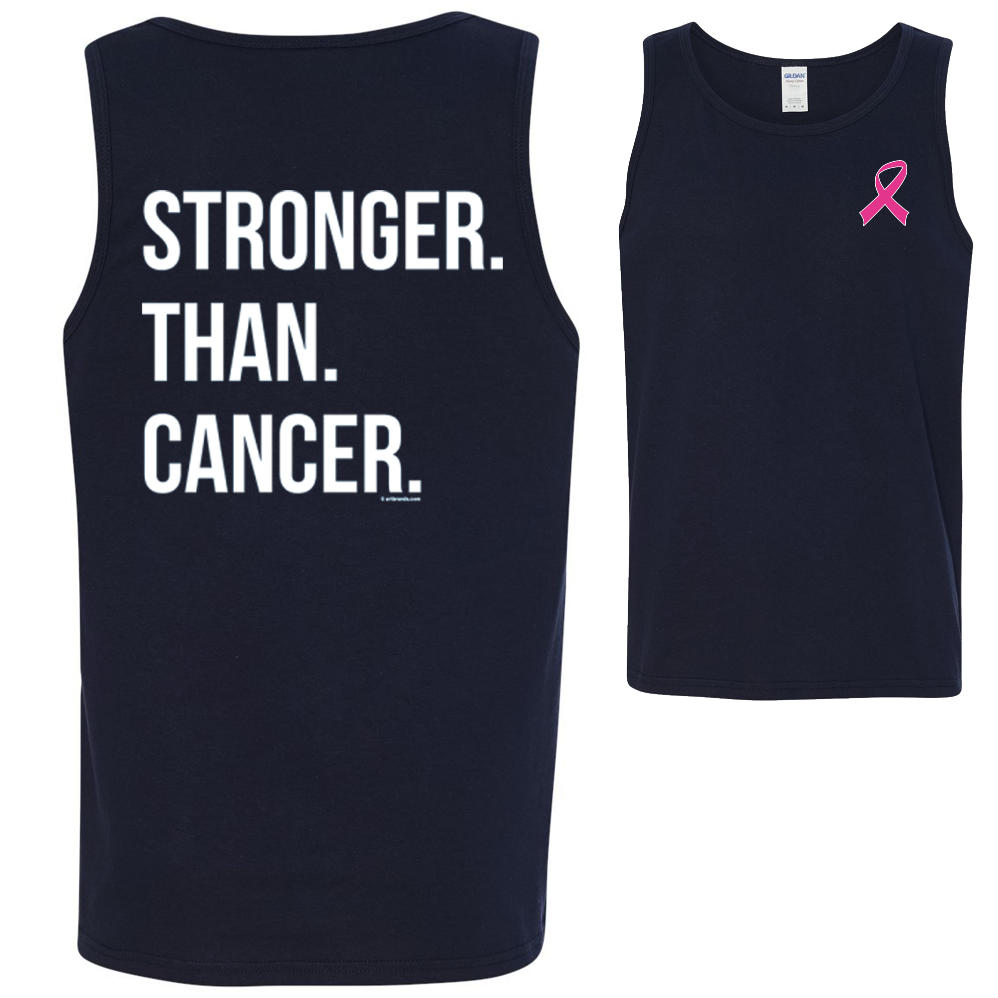 Stronger Than Cancer Breast Cancer Awareness Survivor FRONT&BACK Mens ...