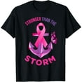 thumbnail image 1 of Stronger Than The Storm Fight Breast Cancer Ribbon Wear Pink T-Shirt, 1 of 3