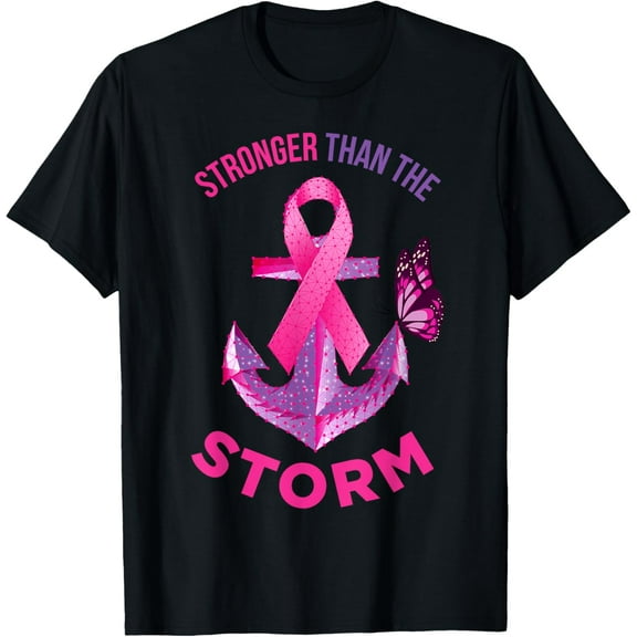 Stronger Than The Storm Fight Breast Cancer Ribbon Wear Pink T-Shirt