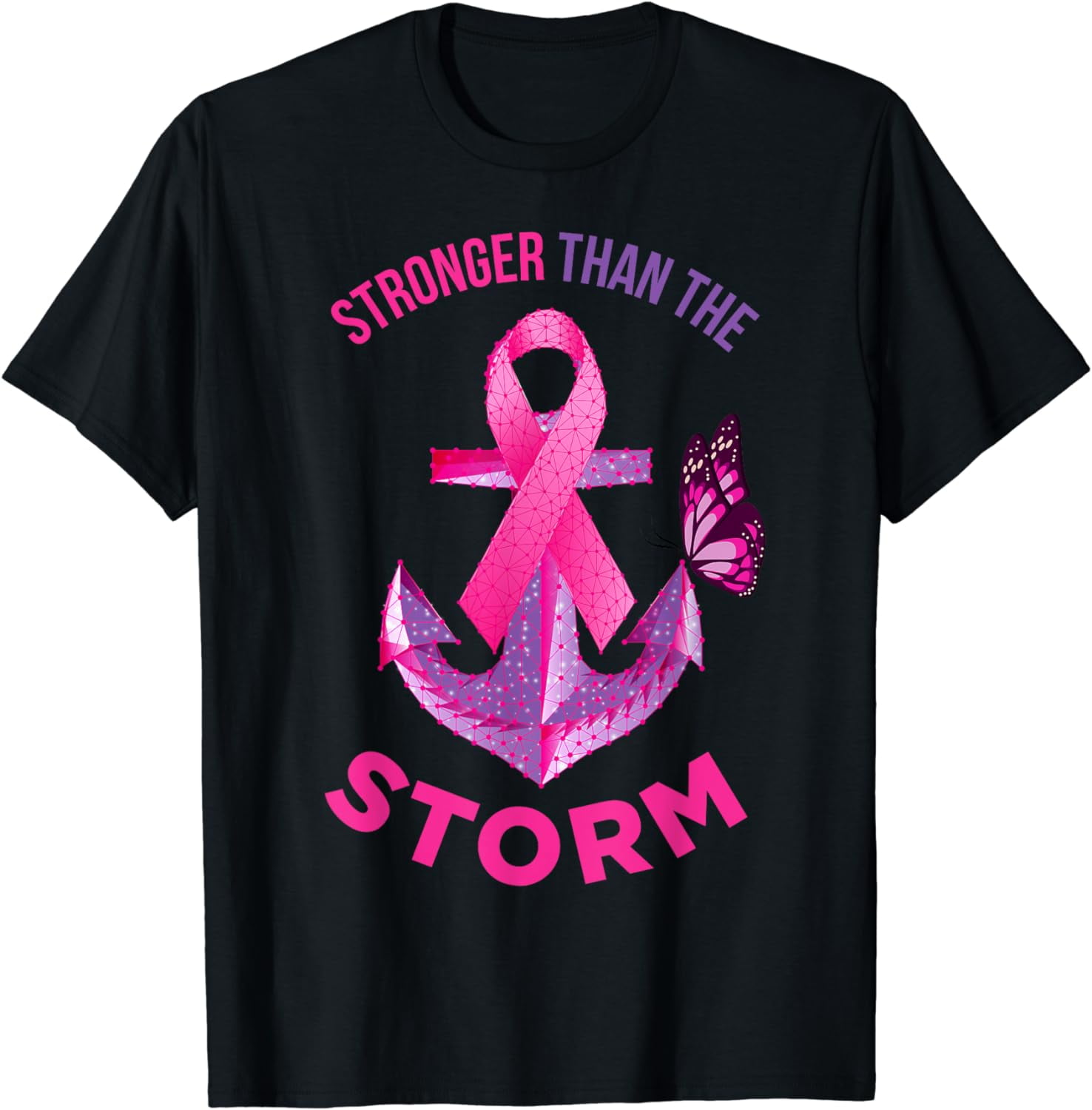 Stronger Than The Storm Fight Breast Cancer Ribbon Wear Pink T-Shirt ...