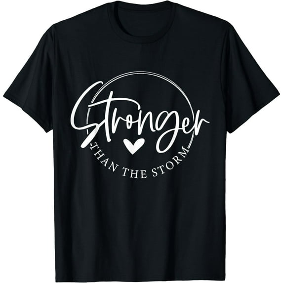Stronger Than The Storm Inspirational Graphic Tee Retro Motivational Heart T-Shirt for Men and Women Minimalist Aesthetic Top