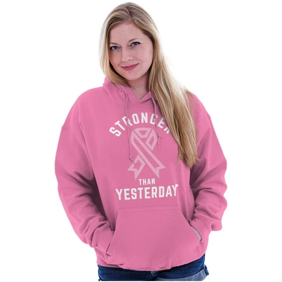 Stronger Than Yesterday Breast Cancer Hoodie Sweatshirt Women Brisco Brands 3X