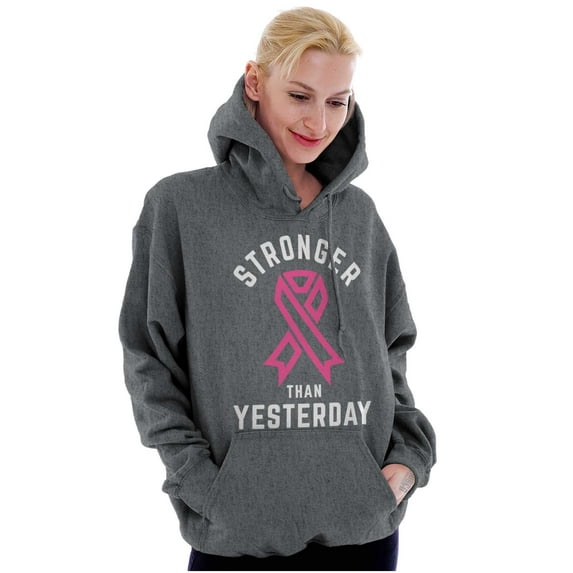 Stronger Than Yesterday Breast Cancer Hoodie Sweatshirt Women Brisco Brands 4X