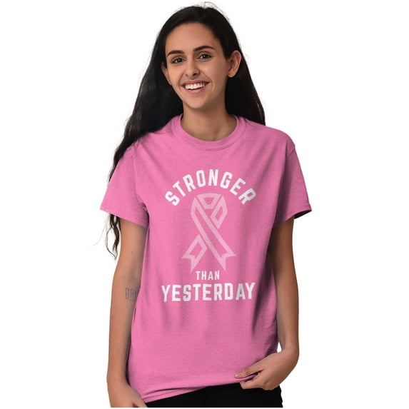 Stronger Than Yesterday Breast Cancer Women's Plus Size Graphic Tee Brisco Brands 3X