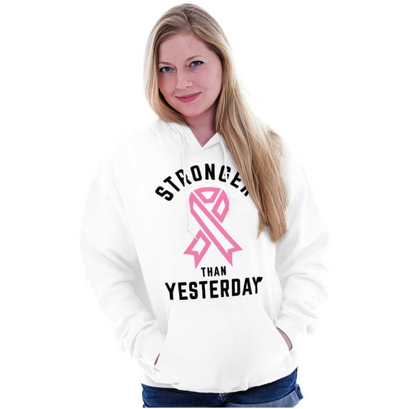 Stronger Than Yesterday Breast Cancer Women Plus Size Graphic Pullover Hoodie Brisco Brands 5X