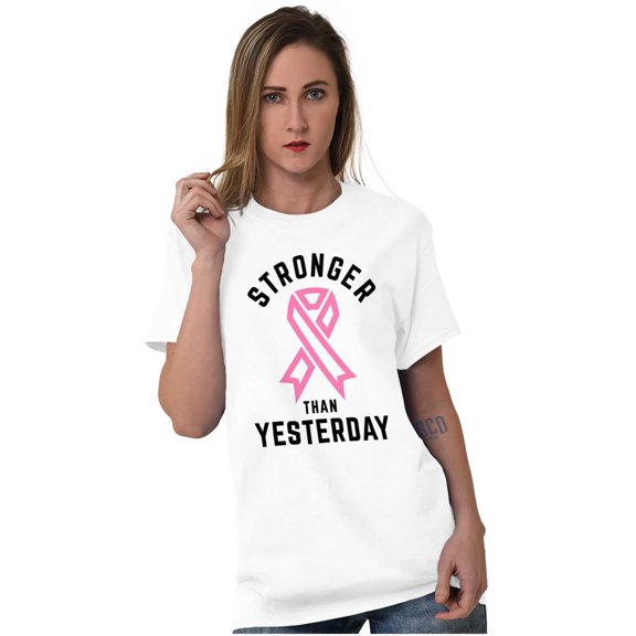 Stronger Than Yesterday Breast Cancer Women's Graphic T Shirt Tees Brisco Brands X