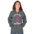 thumbnail image 1 of Stronger Than Yesterday Breast Cancer Zip Hoodie Sweatshirt Women Brisco Brands L, 1 of 6
