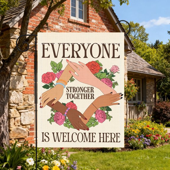 Stronger Together Everyone Is Welcome Equality Garden Flag, Outdoor Yard Home Inclusive Decor, Thanksgiving Christmas Gift