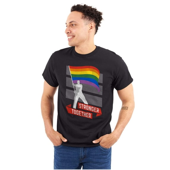Stronger Together Gay Pride Flag Plus Size Crewneck Graphic Tee Shirt Brisco Brands 5X