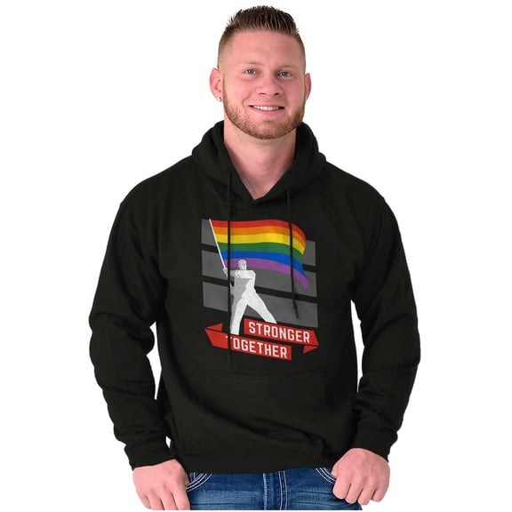 Stronger Together Gay Pride Flag Unisex Plus Fleece Graphic Hoodie Brisco Brands 5X