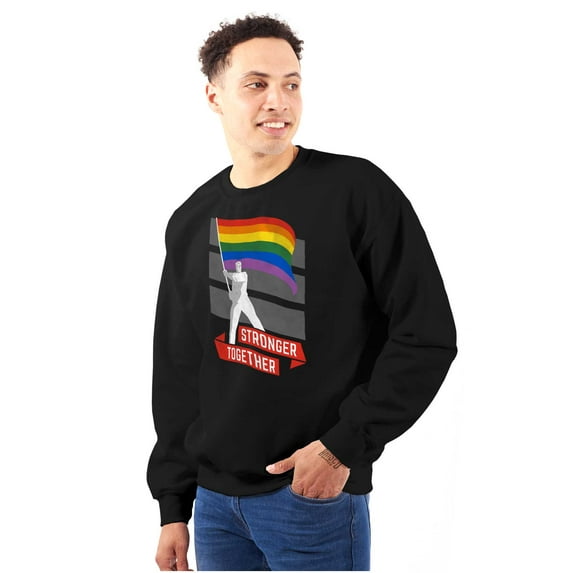 Stronger Together Gay Pride Flag Unisex Plus Fleece Graphic Sweatshirt Brisco Brands 3X