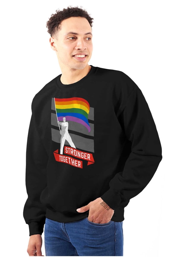 Stronger Together Gay Pride Flag Unisex Plus Fleece Graphic Sweatshirt Brisco Brands 3X