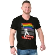 Stronger Together Gay Pride Flag V-Neck T Shirts Men Women Brisco Brands L