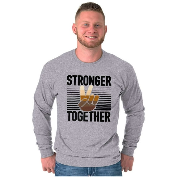 Stronger Together Peace Sign Equality Plus Size Long Sleeve Graphic Tee Shirt Brisco Brands 3X