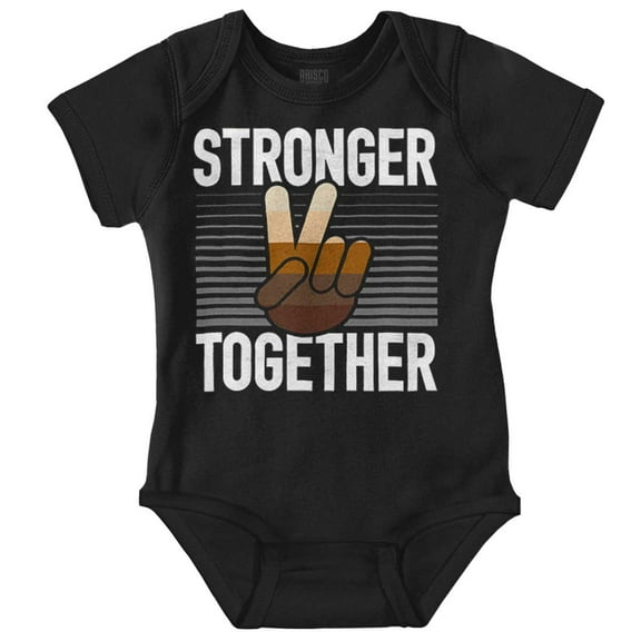 Stronger Together Peace Sign Equality Romper Boys or Girls Infant Baby Brisco Brands 18M