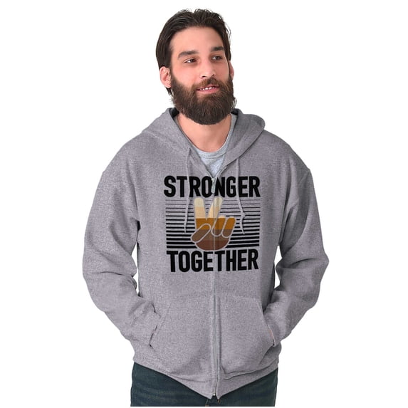 Stronger Together Peace Sign Equality Unisex Fleece Graphic Zip Up Hoodie Brisco Brands 4X
