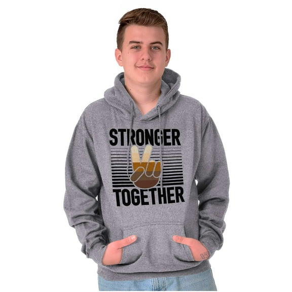 Stronger Together Peace Sign Equality Unisex Plus Fleece Graphic Hoodie Brisco Brands 3X