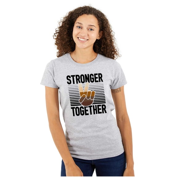 Stronger Together Peace Sign Equality Womens Slim Fit Graphic Tee Brisco Brands X