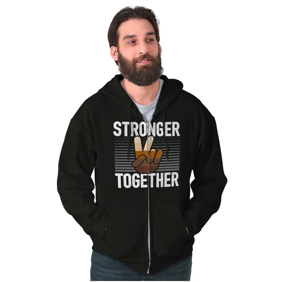 Stronger Together Peace Sign Equality Zip Up Hoodie Men's Women's Brisco Brands S