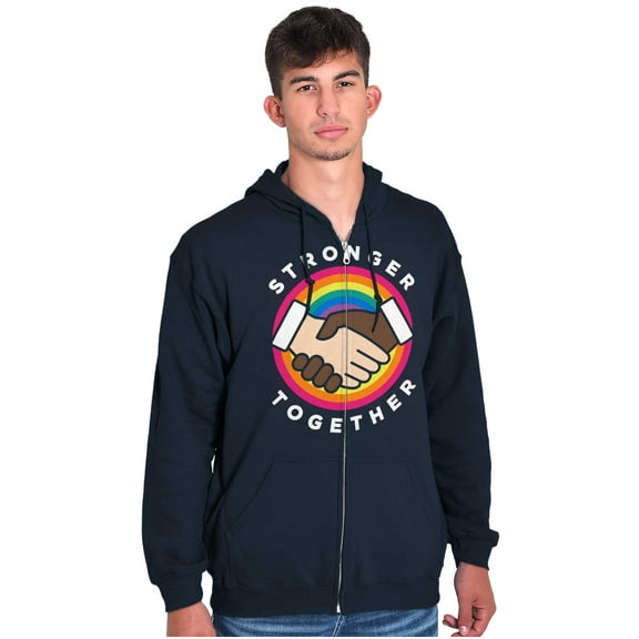 Stronger Together Social Justice Unisex Fleece Graphic Zip Up Hoodie Brisco Brands 2X